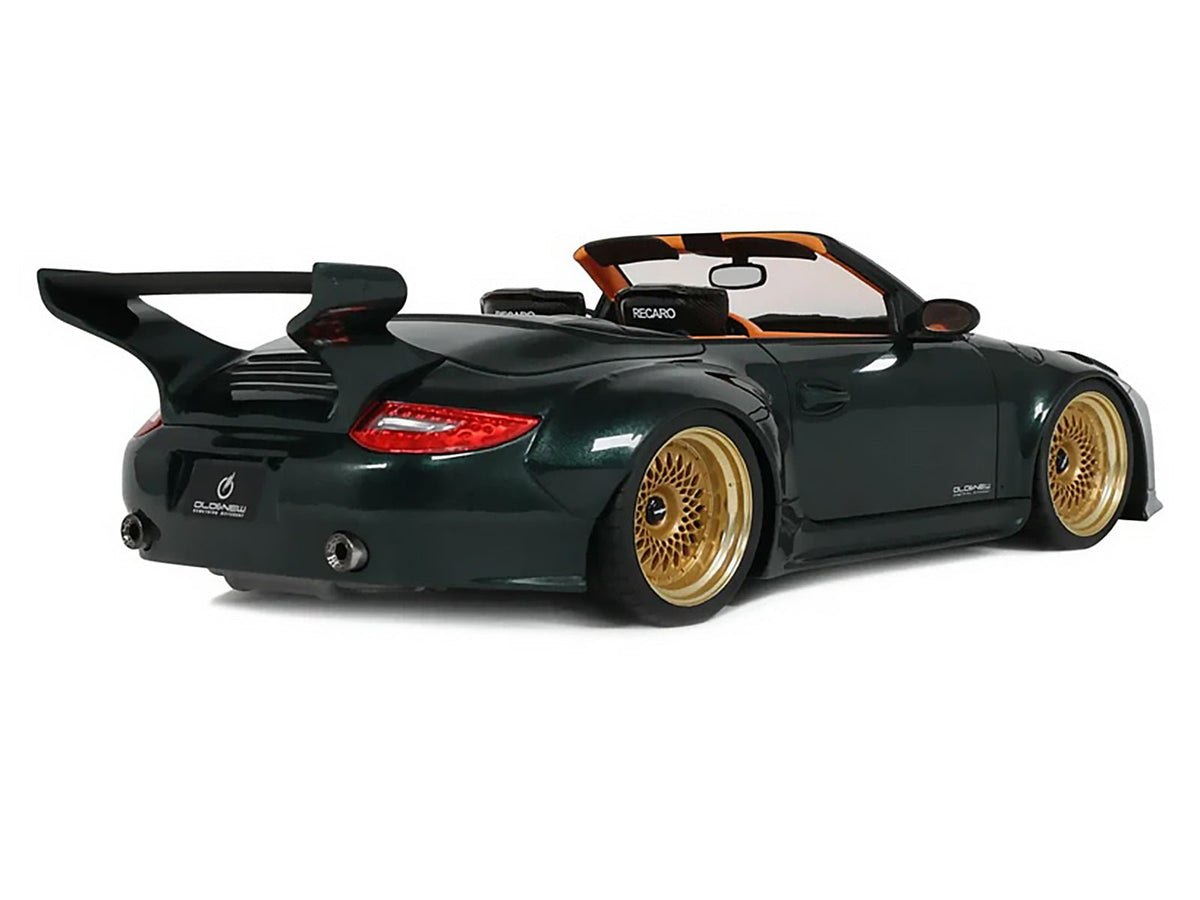 2024 Porsche 911 (997) Old & New Tokyo Auto Salon Cabriolet Dark Green Metallic with Orange Interior 1/18 Model Car by GT Spirit-GT Spirit-ModelCars.com