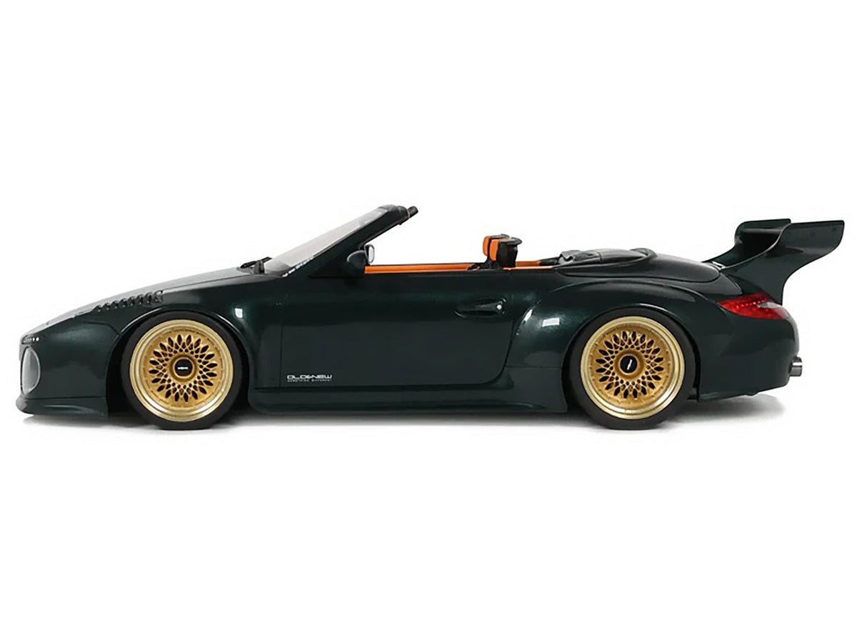 2024 Porsche 911 (997) Old & New Tokyo Auto Salon Cabriolet Dark Green Metallic with Orange Interior 1/18 Model Car by GT Spirit-GT Spirit-ModelCars.com