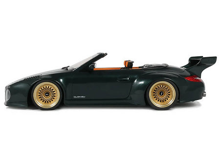 2024 Porsche 911 (997) Old & New Tokyo Auto Salon Cabriolet Dark Green Metallic with Orange Interior 1/18 Model Car by GT Spirit-GT Spirit-ModelCars.com