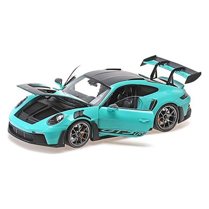 2024 Porsche 911 GT3 RS Green with Carbon Top and Hood Stripes Limited Edition to 400 pieces Worldwide 1/18 Diecast Model Car by Minichamps - Minichamps - ModelCars.com