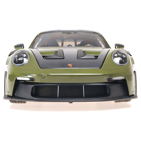 2024 Porsche 911 GT3 RS Nato Olive with Carbon Top and Hood Stripes Limited Edition to 400 pieces Worldwide 1/18 Diecast Model Car by Minichamps - Minichamps - ModelCars.com