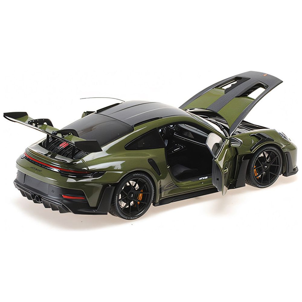 2024 Porsche 911 GT3 RS Nato Olive with Carbon Top and Hood Stripes Limited Edition to 400 pieces Worldwide 1/18 Diecast Model Car by Minichamps - Minichamps - ModelCars.com