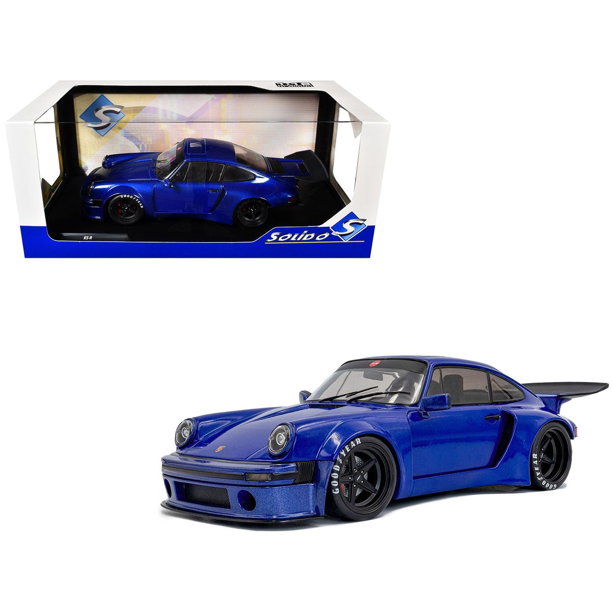 2024 Porsche 911 KS-R by Khyzyl Saleem Dark Blue Metallic 1/18 Diecast Model Car by Solido-Solido-ModelCars.com