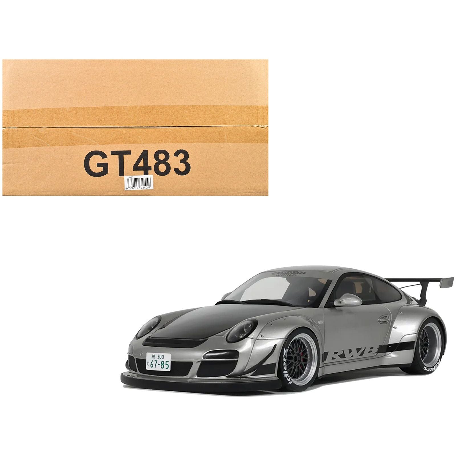2024 Porsche 911 RWB Abu Silver Metallic with Black Hood 1/18 Model Car by GT Spirit - GT Spirit - ModelCars.com