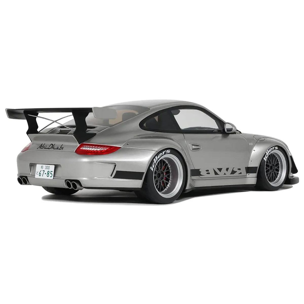 2024 Porsche 911 RWB Abu Silver Metallic with Black Hood 1/18 Model Car by GT Spirit-GT Spirit-ModelCars.com