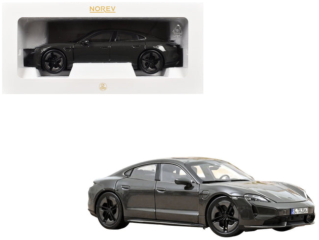 2024 Porsche Taycan Turbo S Slate Gray Neo 1/18 Diecast Model Car by Norev-Norev-ModelCars.com