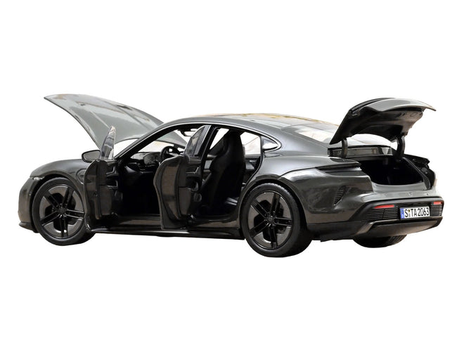 2024 Porsche Taycan Turbo S Slate Gray Neo 1/18 Diecast Model Car by Norev-Norev-ModelCars.com