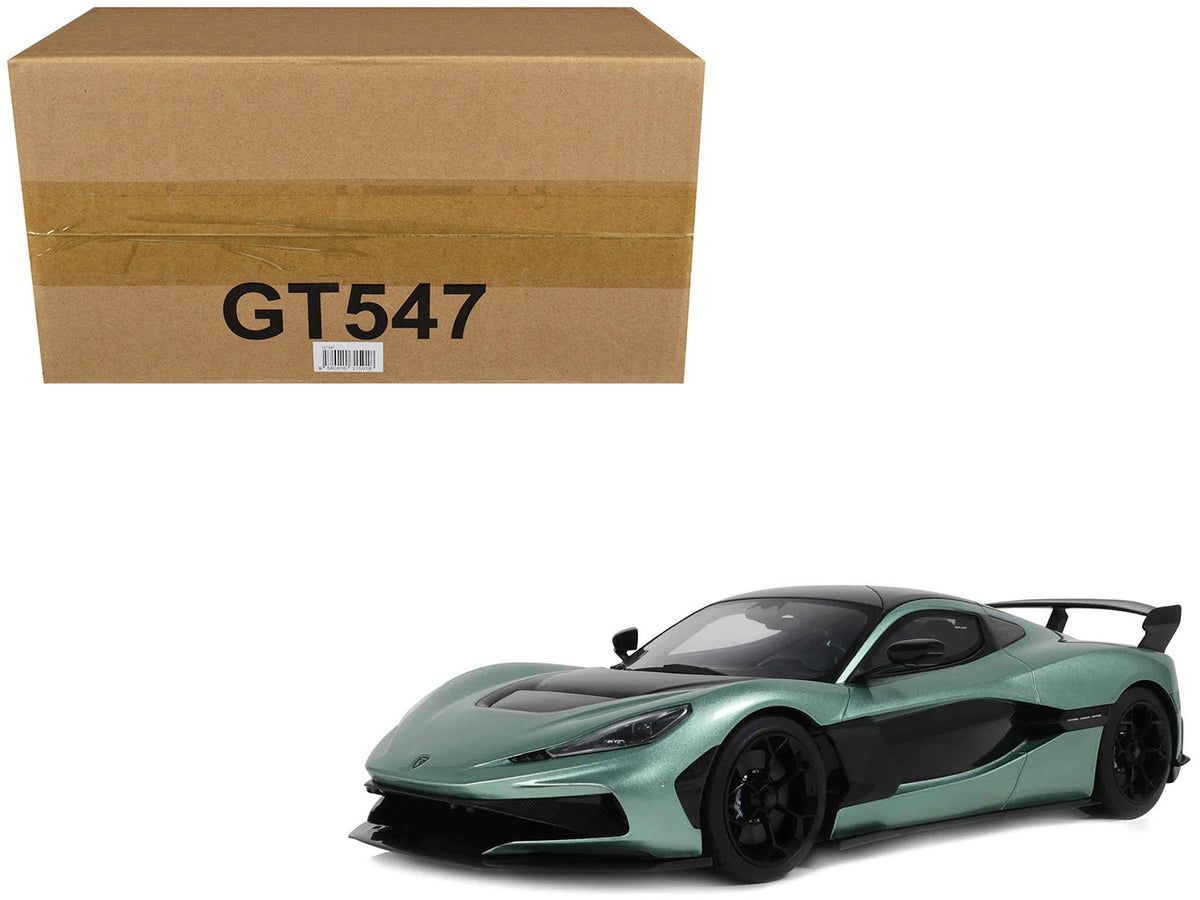 2024 Rimac Nevera R Green Metallic with Black Top 1/18 Model Car by GT Spirit-GT Spirit-ModelCars.com