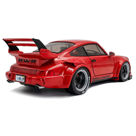 2024 RWB Bodykit "Taikano Kaishin" Red with Black Stripes 1/18 Diecast Model Car by Solido-Solido-ModelCars.com