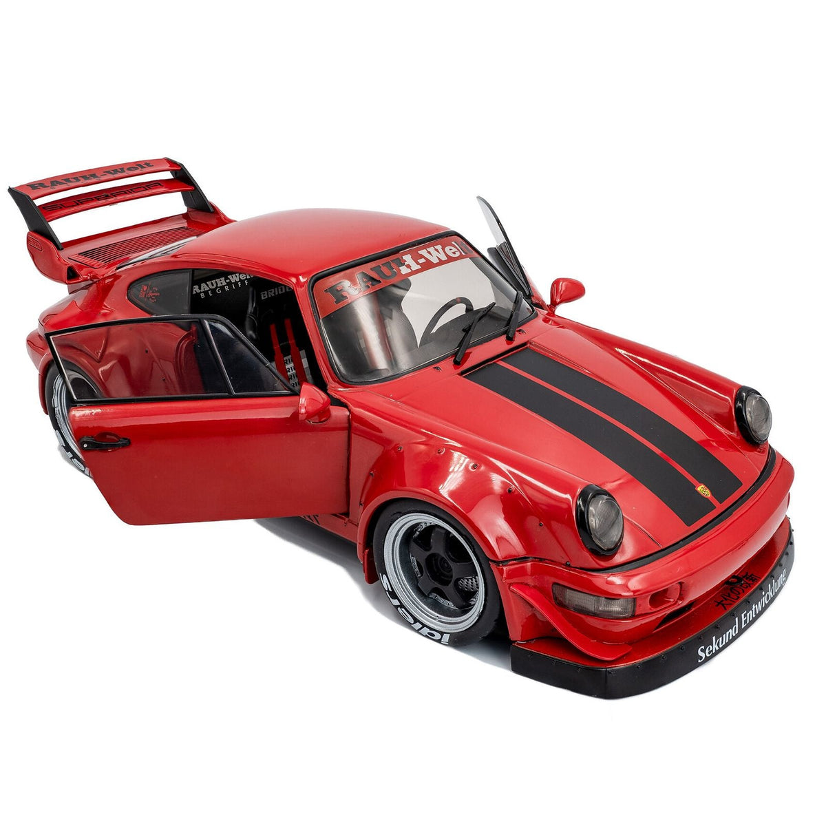 2024 RWB Bodykit "Taikano Kaishin" Red with Black Stripes 1/18 Diecast Model Car by Solido-Solido-ModelCars.com