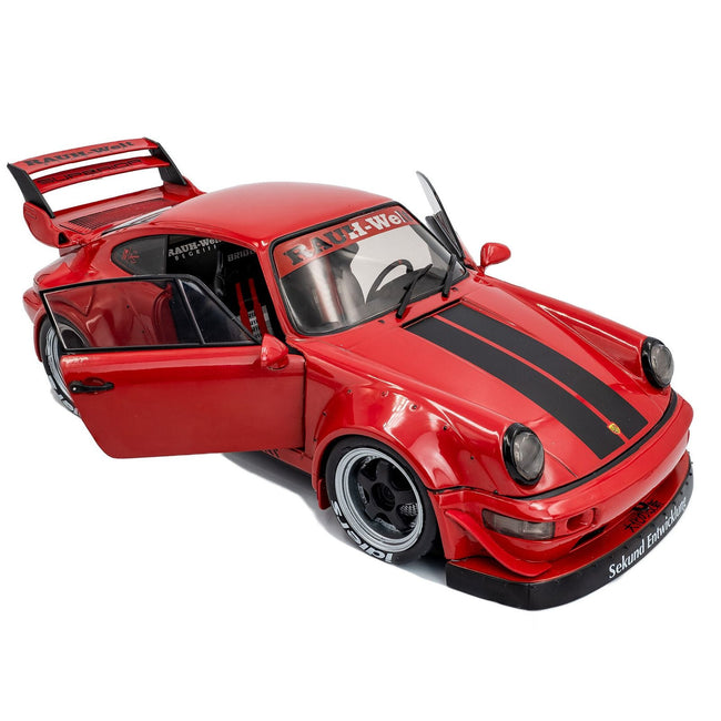 2024 RWB Bodykit "Taikano Kaishin" Red with Black Stripes 1/18 Diecast Model Car by Solido-Solido-ModelCars.com