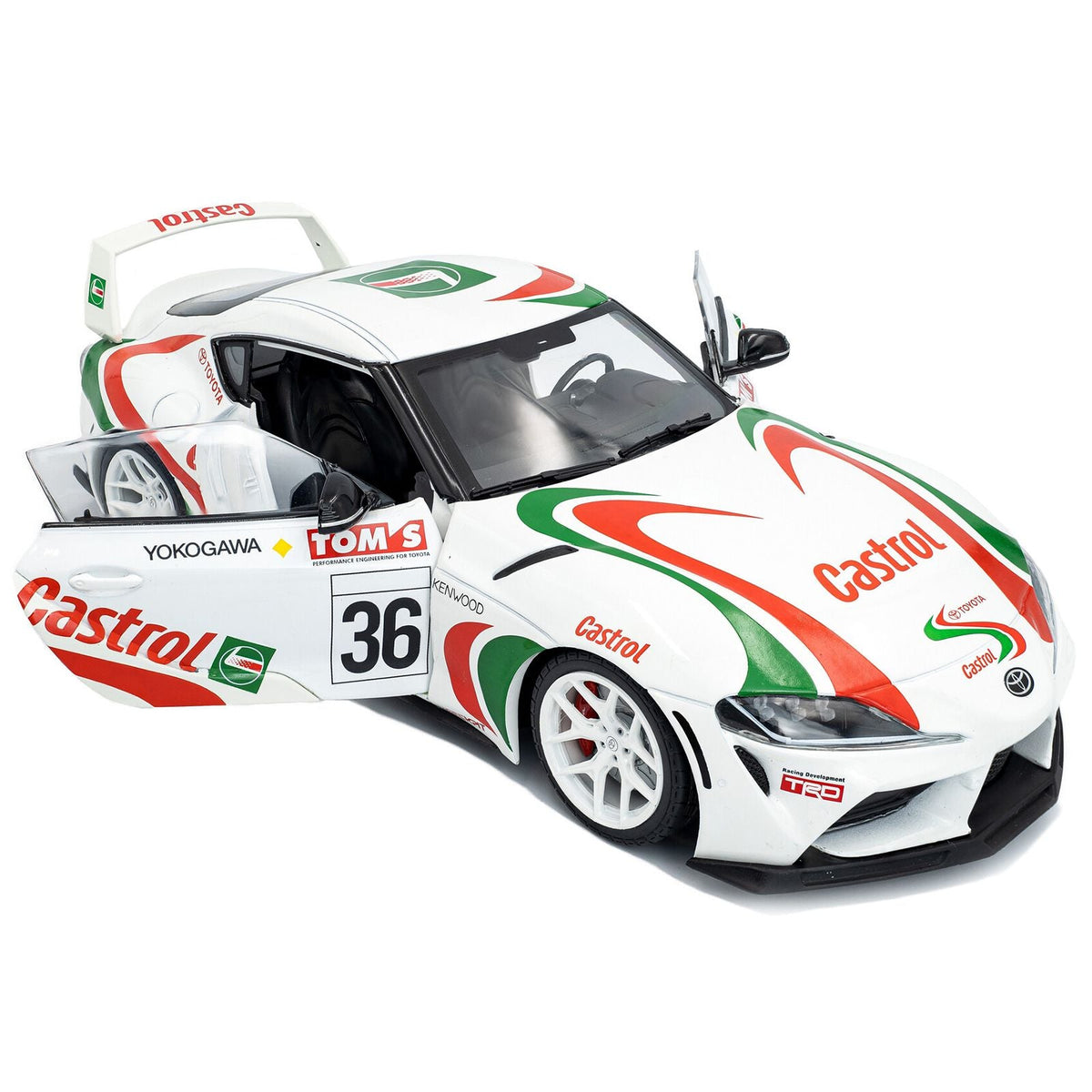 2024 Toyota GR Supra #36 "Toyota Racing Tribute" White with Green and Red Graphics 1/18 Diecast Model Car by Solido-Solido-ModelCars.com