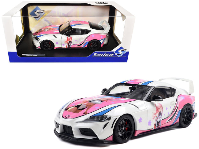 2024 Toyota GR Supra "Itasha" White with Graphics "StreetFighters" 1/18 Diecast Model Car by Solido-Solido-ModelCars.com