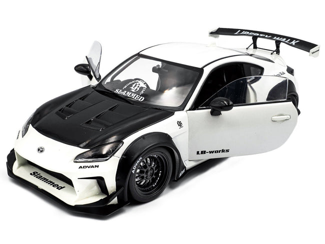 2024 Toyota GR86 LBWK Body Kit RHD (Right Hand Drive) Pearl White with Carbon Hood 1/18 Diecast Model Car by Solido-Solido-ModelCars.com