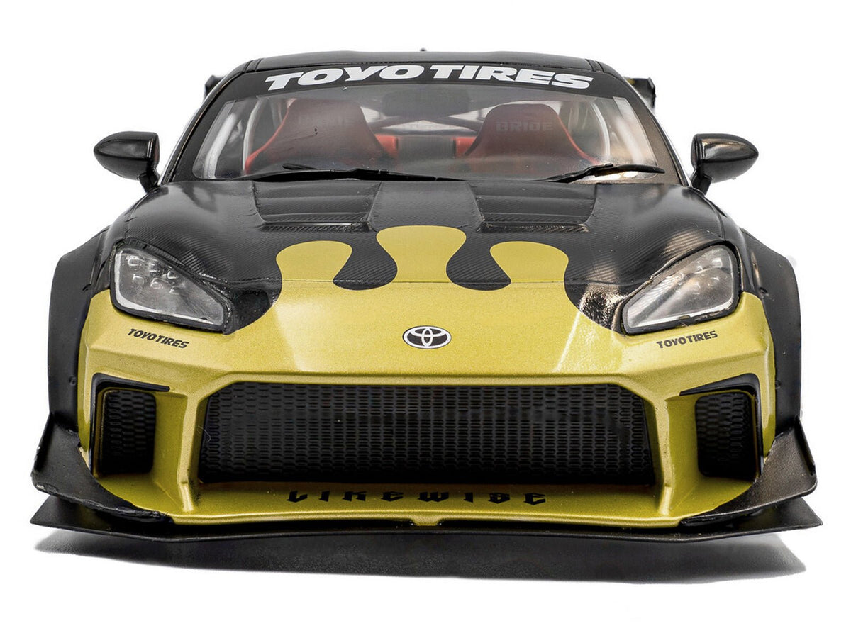 2024 Toyota GR86 Liberty Walk Body Kit RHD (Right Hand Drive) #24 Black with Gold Graphics 1/18 Diecast Model Car by Solido-Solido-ModelCars.com