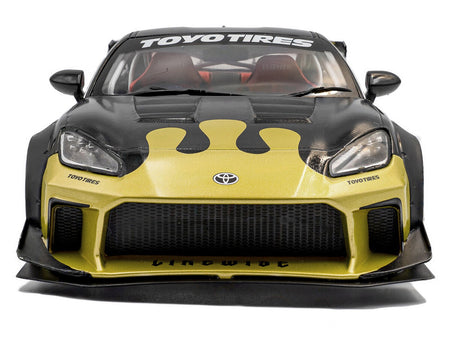 2024 Toyota GR86 Liberty Walk Body Kit RHD (Right Hand Drive) #24 Black with Gold Graphics 1/18 Diecast Model Car by Solido-Solido-ModelCars.com