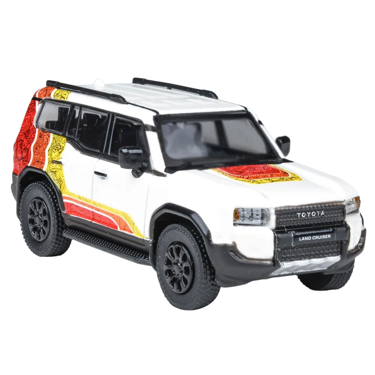 2024 Toyota Land Cruiser 250 Prado White with "TRD" Stripes 1/64 Diecast Model Car by Paragon-Paragon-ModelCars.com