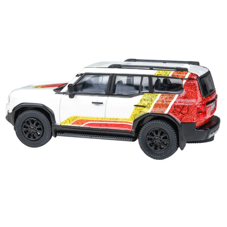 2024 Toyota Land Cruiser 250 Prado White with "TRD" Stripes 1/64 Diecast Model Car by Paragon-Paragon-ModelCars.com
