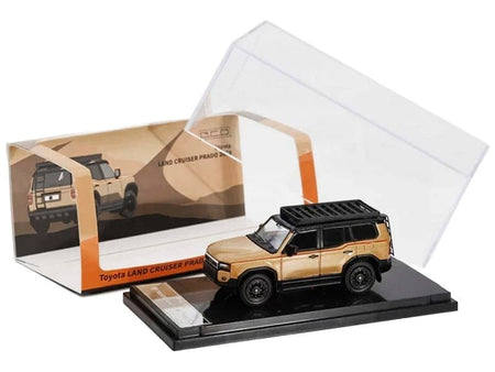 2024 Toyota Land Cruiser Prado Gold Metallic with Red Stripes and Roof Rack 1/64 Diecast Model Car by GCD-GCD-ModelCars.com