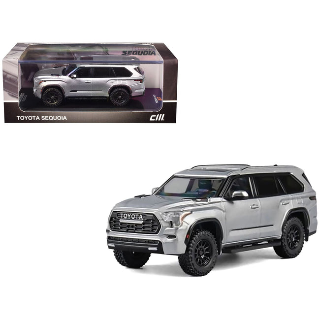 2024 Toyota Sequoia Silver Metallic 1/64 Diecast Model Car by CM Model-CM Models-ModelCars.com