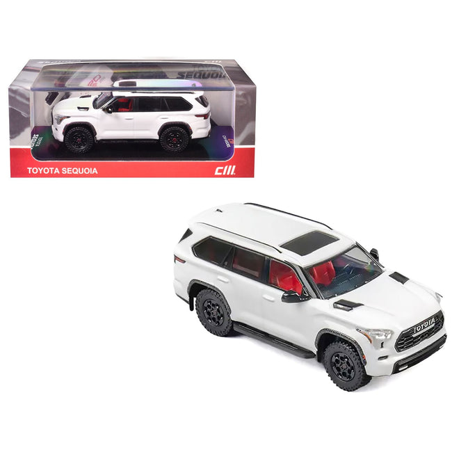 2024 Toyota Sequoia White with Red Interior 1/64 Diecast Model Car by CM Model-CM Models-ModelCars.com