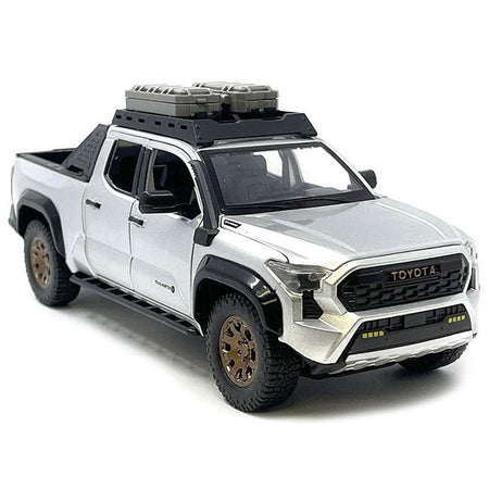 2024 Toyota Tacoma Trailhunter Edition Pickup Truck Silver Metallic 1/24 Diecast Model Car-Kingstoy-ModelCars.com