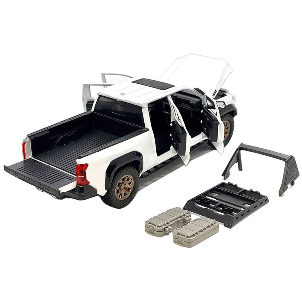 2024 Toyota Tacoma Trailhunter Edition Pickup Truck White Metallic 1/24 Diecast Model Car-Kingstoy-ModelCars.com