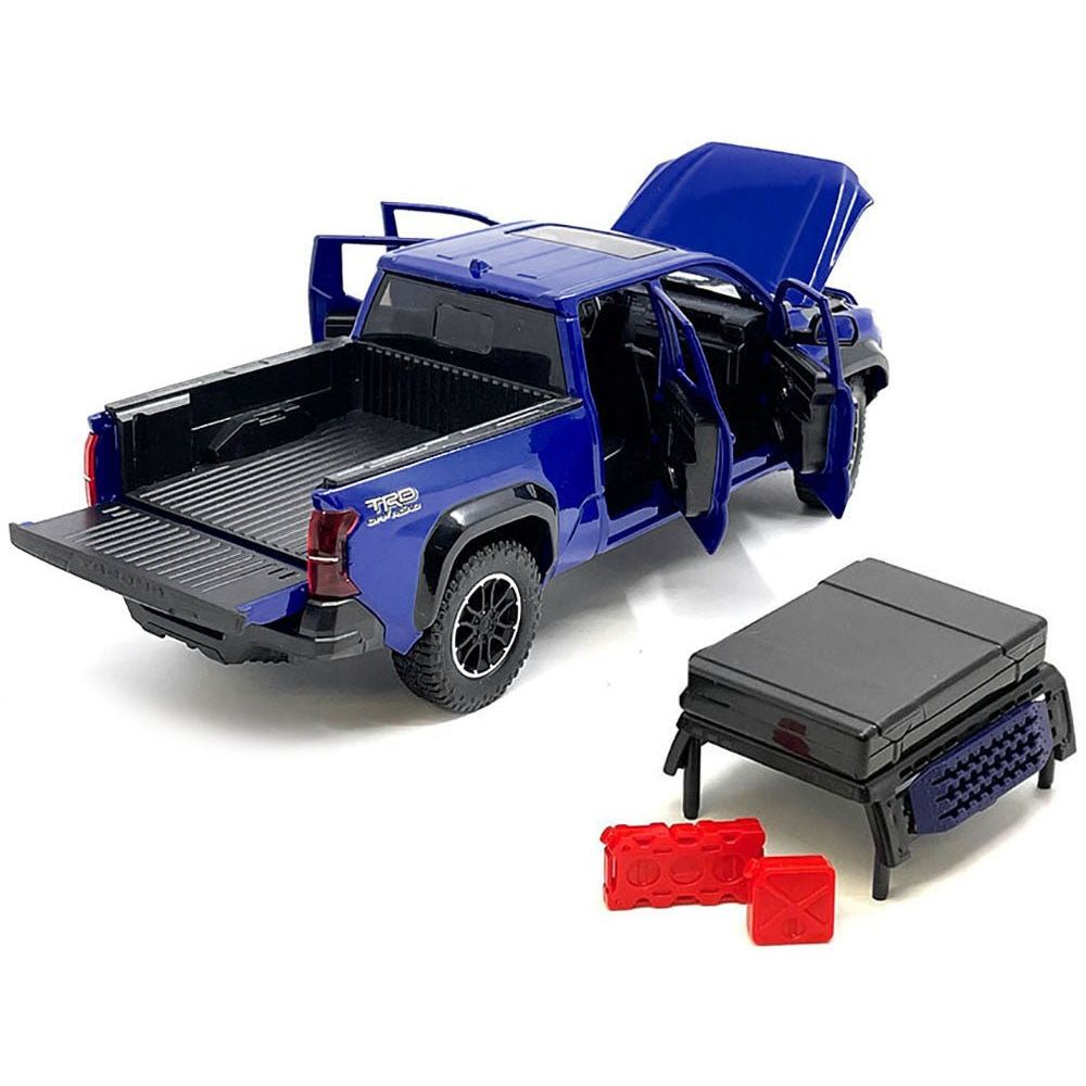 2024 Toyota Tacoma TRD Off-Road Edition Pickup Truck Blue Metallic with Bed Camper 1/24 Diecast Model Car-Kingstoy-ModelCars.com