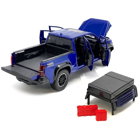 2024 Toyota Tacoma TRD Off-Road Edition Pickup Truck Blue Metallic with Bed Camper 1/24 Diecast Model Car-Kingstoy-ModelCars.com