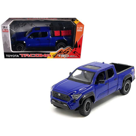 2024 Toyota Tacoma TRD Off-Road Edition Pickup Truck Blue Metallic with Bed Camper 1/24 Diecast Model Car-Kingstoy-ModelCars.com