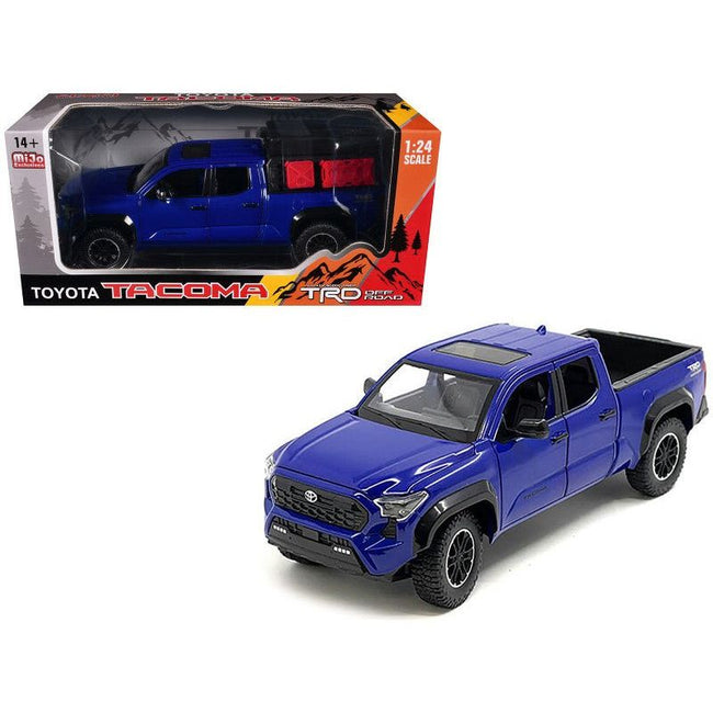 2024 Toyota Tacoma TRD Off-Road Edition Pickup Truck Blue Metallic with Bed Camper 1/24 Diecast Model Car-Kingstoy-ModelCars.com