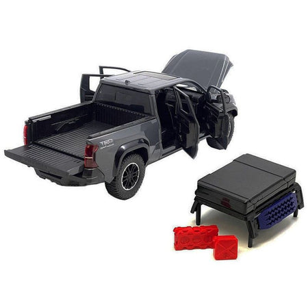 2024 Toyota Tacoma TRD Off-Road Edition Pickup Truck Gray with Bed Camper 1/24 Diecast Model Car-Kingstoy-ModelCars.com