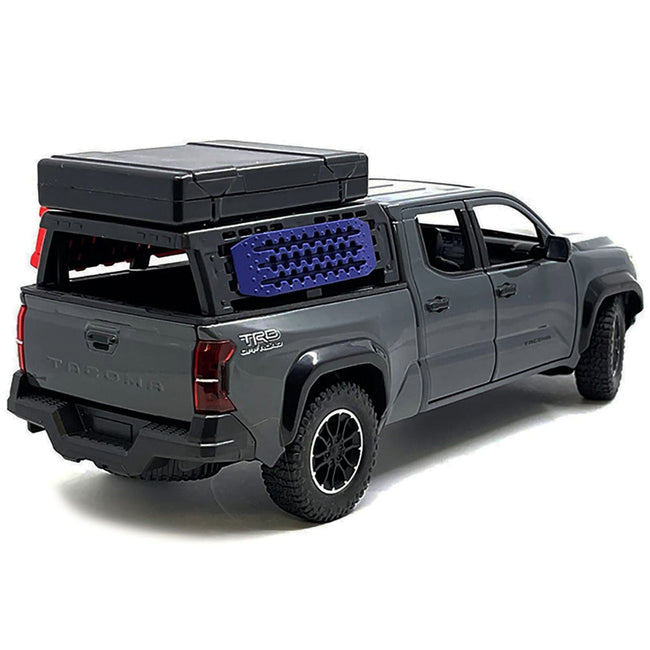 2024 Toyota Tacoma TRD Off-Road Edition Pickup Truck Gray with Bed Camper 1/24 Diecast Model Car-Kingstoy-ModelCars.com