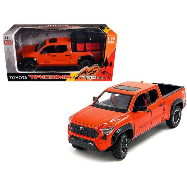 2024 Toyota Tacoma TRD Off-Road Edition Pickup Truck Octane Orange with Bed Camper 1/24 Diecast Model Car-Kingstoy-ModelCars.com