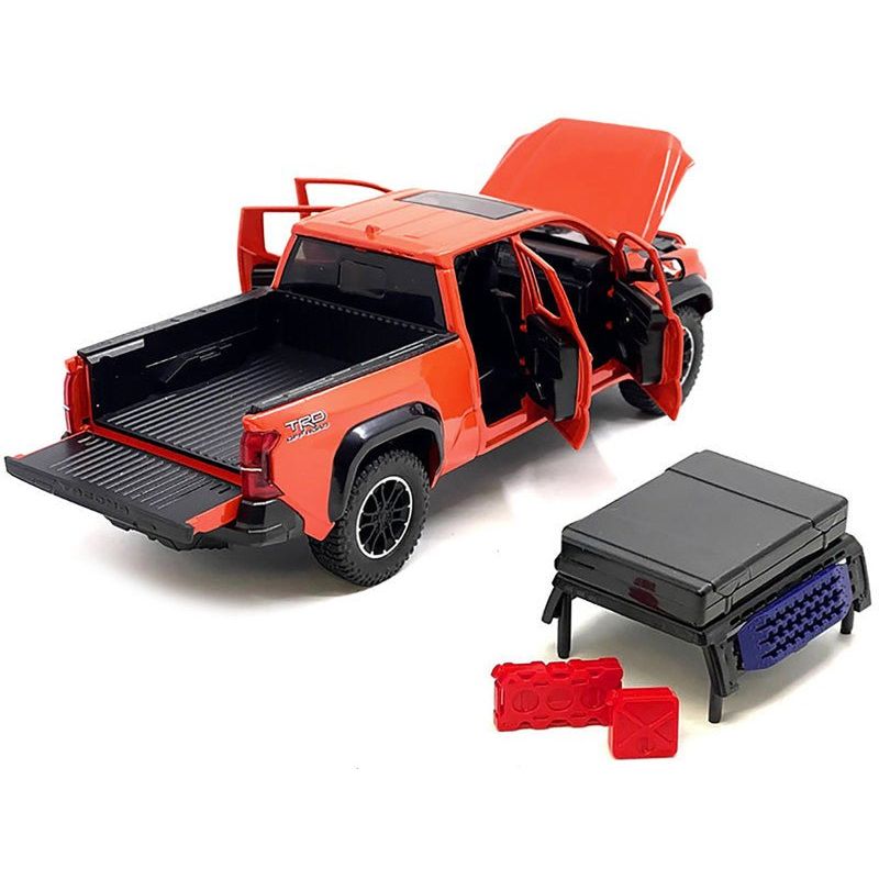 2024 Toyota Tacoma TRD Off-Road Edition Pickup Truck Octane Orange with Bed Camper 1/24 Diecast Model Car-Kingstoy-ModelCars.com
