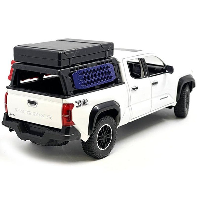 2024 Toyota Tacoma TRD Off-Road Edition Pickup Truck White Metallic with Bed Camper 1/24 Diecast Model Car-Kingstoy-ModelCars.com