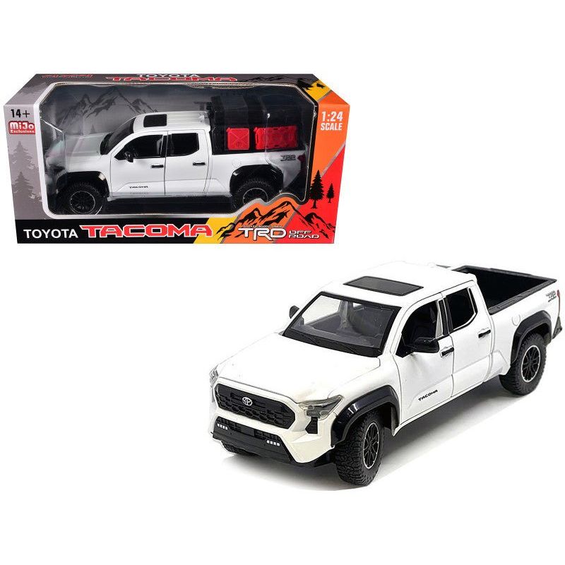 2024 Toyota Tacoma TRD Off - Road Edition Pickup Truck White Metallic with Bed Camper 1/24 Diecast Model Car - Kingstoy - ModelCars.com