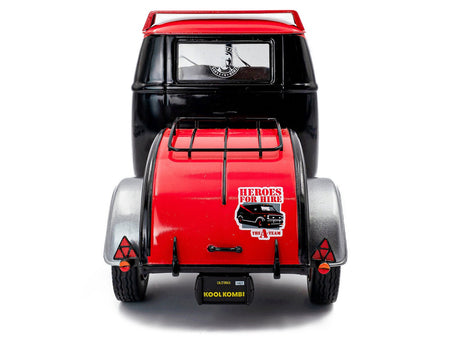 2024 Volkswagen Kool Kombi Sport Van with Trailer Black and Silver with Red Stripe 1/18 Diecast Model Car by Solido-Solido-ModelCars.com