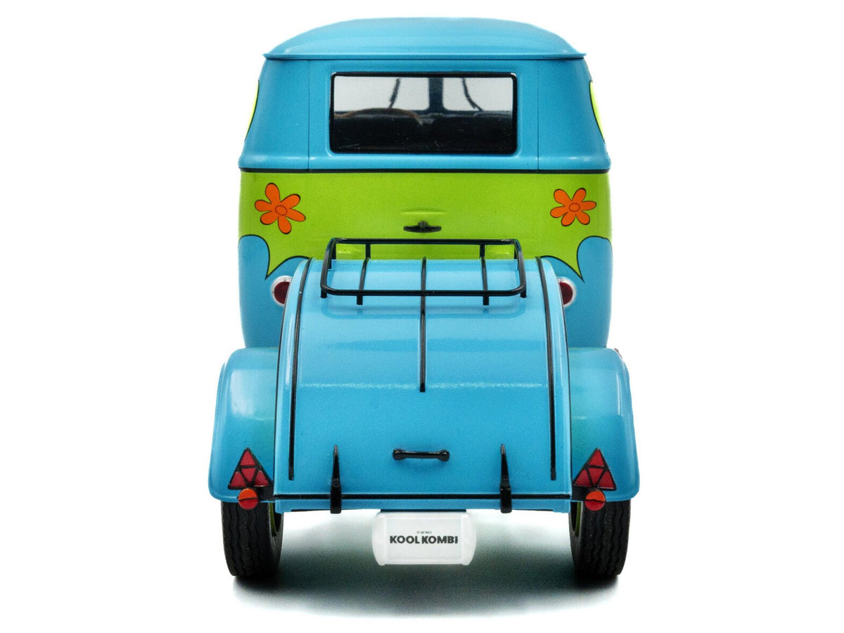 2024 Volkswagen Kool Kombi Van with Trailer "Ghost Hunter" Blue and Green with Graphics 1/18 Diecast Model Car by Solido-Solido-ModelCars.com