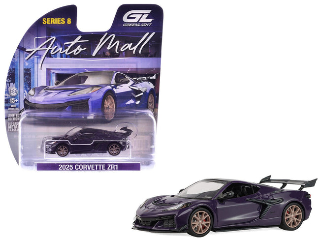 2025 Chevrolet Corvette ZR1 Hysteria Purple Metallic with Carbon Top "Auto Mall" Series 8 1/64 Diecast Model Car by Greenlight-Greenlight-ModelCars.com