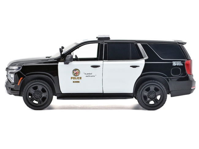 2025 Chevrolet Tahoe Police Pursuit Vehicle "Los Angeles Police Department (LAPD)" Black and White "Law Enforcement and Public Service" Series 1/24 Diecast Model Car by Motormax-Motormax-ModelCars.com