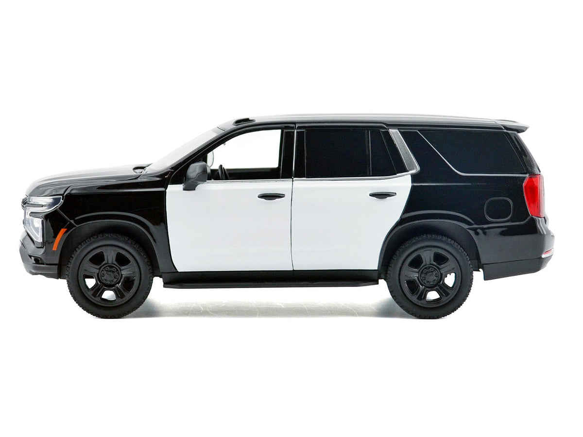 2025 Chevrolet Tahoe PPV Black and White "Custom Builder's Kit - Law Enforcement and Public Service" Series 1/24 Diecast Model Car by Motormax-Motormax-ModelCars.com