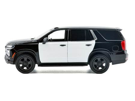 2025 Chevrolet Tahoe PPV Black and White "Custom Builder's Kit - Law Enforcement and Public Service" Series 1/24 Diecast Model Car by Motormax-Motormax-ModelCars.com