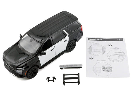 2025 Chevrolet Tahoe PPV Black and White "Custom Builder's Kit - Law Enforcement and Public Service" Series 1/24 Diecast Model Car by Motormax-Motormax-ModelCars.com