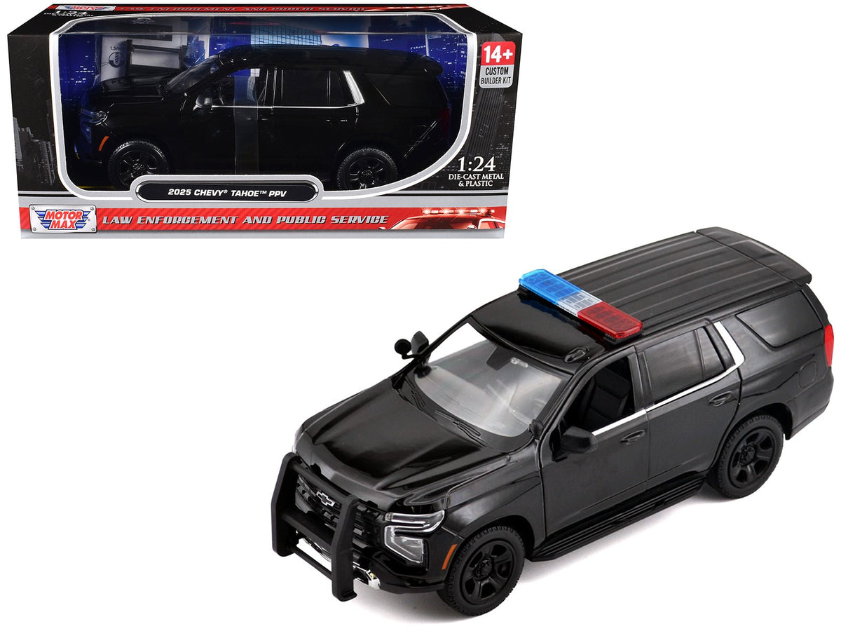 2025 Chevrolet Tahoe PPV Black "Custom Builder's Kit - Law Enforcement and Public Service" Series 1/24 Diecast Model Car by Motormax-Motormax-ModelCars.com