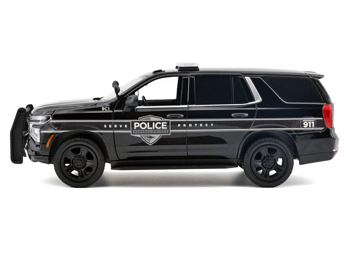 2025 Chevrolet Tahoe PPV "General Motors Police" Black "Custom Builder's Kit - Law Enforcement and Public Service" Series 1/24 Diecast Model Car by Motormax-Motormax-ModelCars.com
