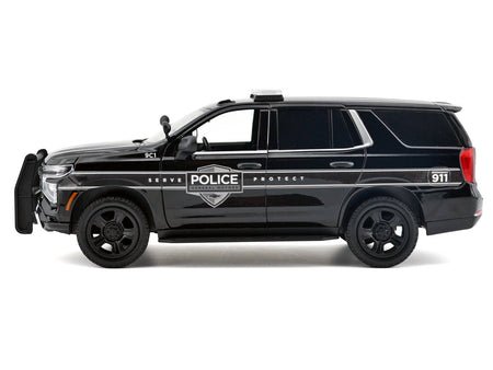 2025 Chevrolet Tahoe PPV "General Motors Police" Black "Custom Builder's Kit - Law Enforcement and Public Service" Series 1/24 Diecast Model Car by Motormax-Motormax-ModelCars.com
