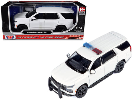 2025 Chevrolet Tahoe PPV White "Custom Builder's Kit - Law Enforcement and Public Service" Series 1/24 Diecast Model Car by Motormax-Motormax-ModelCars.com