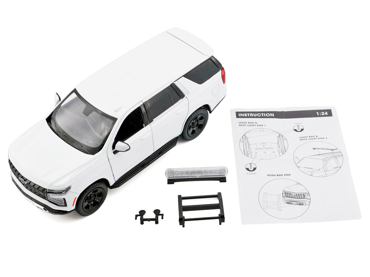 2025 Chevrolet Tahoe PPV White "Custom Builder's Kit - Law Enforcement and Public Service" Series 1/24 Diecast Model Car by Motormax-Motormax-ModelCars.com