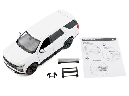 2025 Chevrolet Tahoe PPV White "Custom Builder's Kit - Law Enforcement and Public Service" Series 1/24 Diecast Model Car by Motormax-Motormax-ModelCars.com